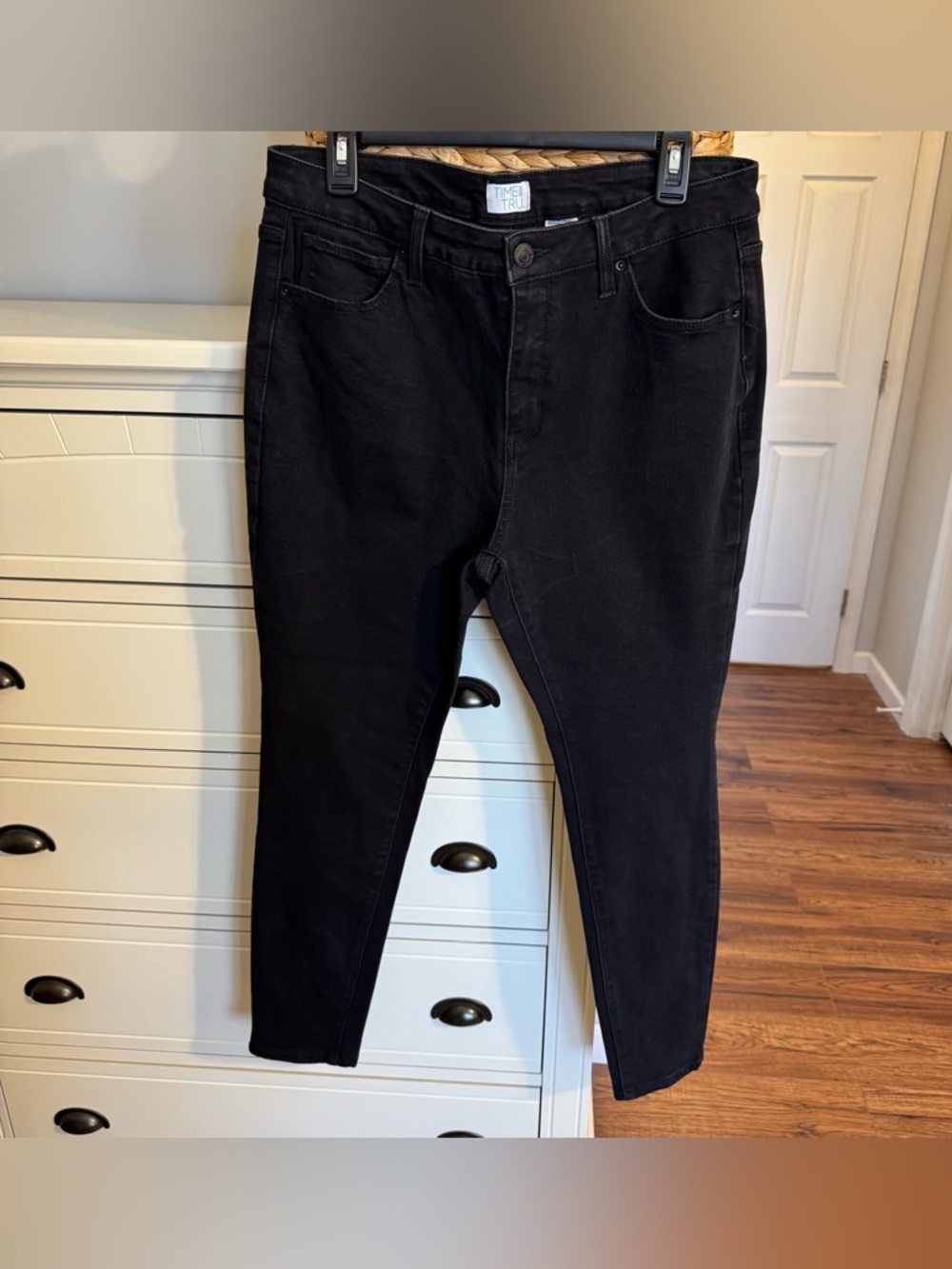 Time and Tru Black High Rise Skinny Jeans Size 14 Stretch Denim